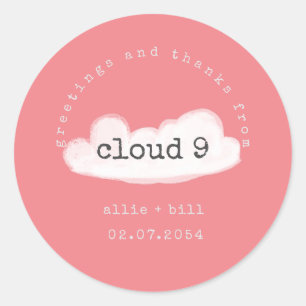 Adesivo Redondo Engraçado Cloud 9 Pastel Rosa Humoroso Obrigado