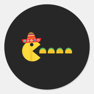 Adesivo Redondo Engraçado Comer Tacos Fiesta Cinco De Mayo Mexican