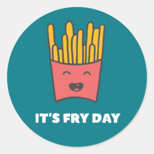 Adesivo Redondo Engraçado Comida Francês Fries Humor É Fry Day