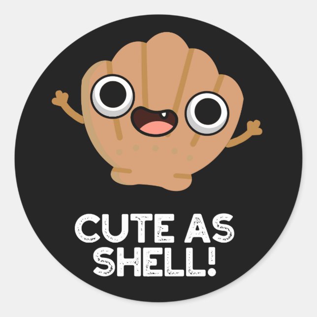 Adesivo Redondo Engraçado Como Shell Funny Seashell Pun Dark BG (Frente)
