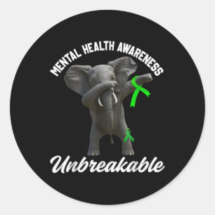 Adesivo Redondo Engraçado Consciência Mental Elefante Inseparável