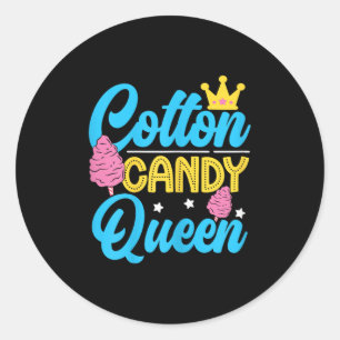 Adesivo Redondo Engraçado Cotton Candy Queen Quote Mulheres Flavor