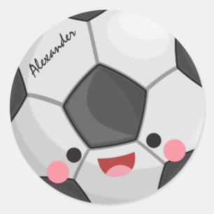 Adesivo Redondo Engraçado, Cute Kawaii Soccer Kids Personalizados