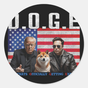 Adesivo Redondo Engraçado D.o.g. e Doge Democratas Oficialmente Ch