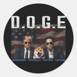 Adesivo Redondo Engraçado D.o.g. e Doge Democratas Oficialmente Ch
