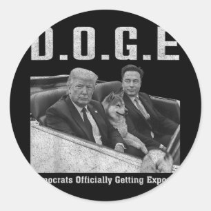 Adesivo Redondo Engraçado D.o.g. e Doge Democrats Oficialmente Obt