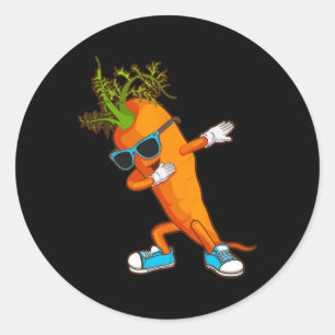 Adesivo Redondo Engraçado Dabbing Carrot Gift Cujos Amantes Vegeta