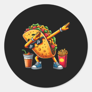 Adesivo Redondo Engraçado Dabbing Taco Cinco De Mayo Boys Men Mexi