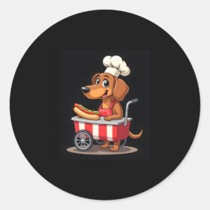 Adesivo Redondo Engraçado Dachshund Cachorro Cachorro Sanduíche We