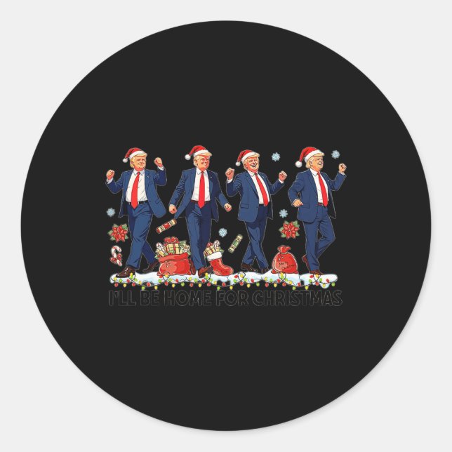 Adesivo Redondo Engraçado Dança Papai Noel Natal Pajam (Frente)