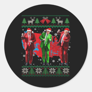 Adesivo Redondo Engraçado Dança Papai Noel Natal Pajam