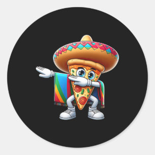 Adesivo Redondo Engraçado Dançando Comida De Pizza Mexicana Lover 