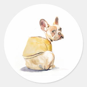 Adesivo Redondo Engraçado de Bulldog Francês