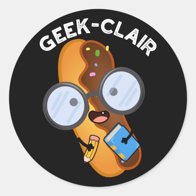 Adesivo Redondo Engraçado de geek Engraçado Eclair Pun Dark BG (Frente)