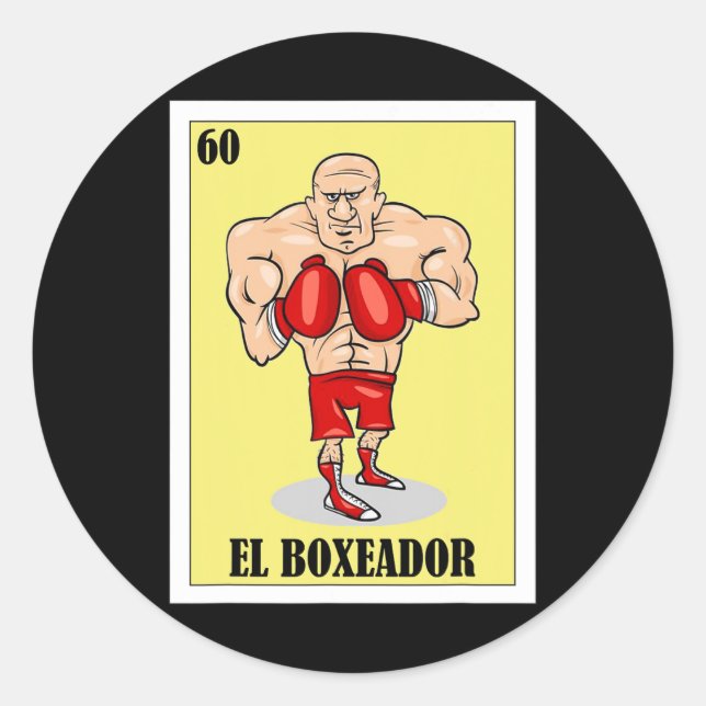 Adesivo Redondo Engraçado Design de Boxing Mexicano - El Boxeador  (Frente)