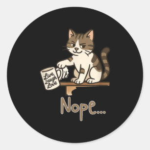 Adesivo Redondo Engraçado Design de Gato Nope - Gatos-Pregos - Ant