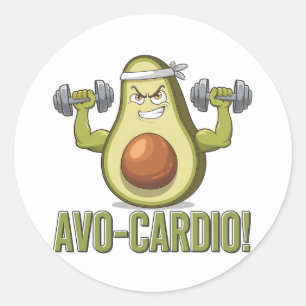 Adesivo Redondo Engraçado Design de Malhação Avo-Cardio Avocado