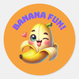 Adesivo Redondo Engraçado Design de Winking Banana para diversão e