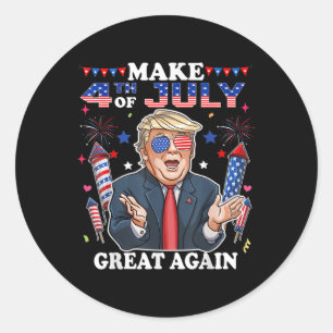 Adesivo Redondo Engraçado Dia da Independência Do Trump Torne 4 De