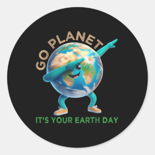 Adesivo Redondo Engraçado Dia da Terra Ir Planeta É O Dia da Terra