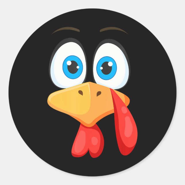 Adesivo Redondo Engraçado Dia de Ação de Graças à Turquia (Frente)