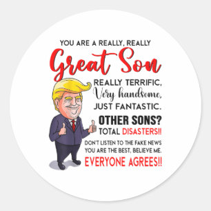 Adesivo Redondo Engraçado Donald Trump Você É Um Filho Muito Excel