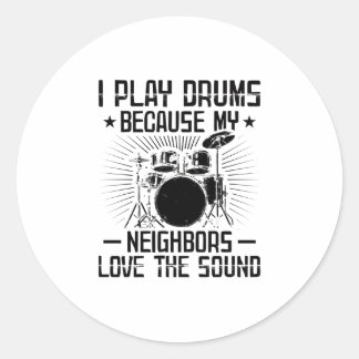 Adesivo Redondo Engraçado Drummer Diz| Presentes para músicos