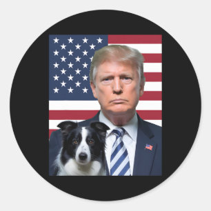 Adesivo Redondo Engraçado E Borda Collie Dog Onu, Eleição De Bande