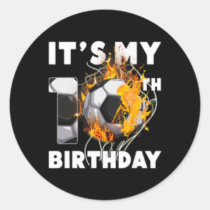 Adesivo Redondo Engraçado É Meu 10º Aniversário 10 Anos Futebol Po
