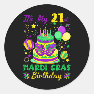 Adesivo Redondo Engraçado É minha 21 ruas Mardi Gras Aniversário R