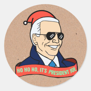 Adesivo Redondo Engraçado! É o Natal do Presidente Joe Biden Pap