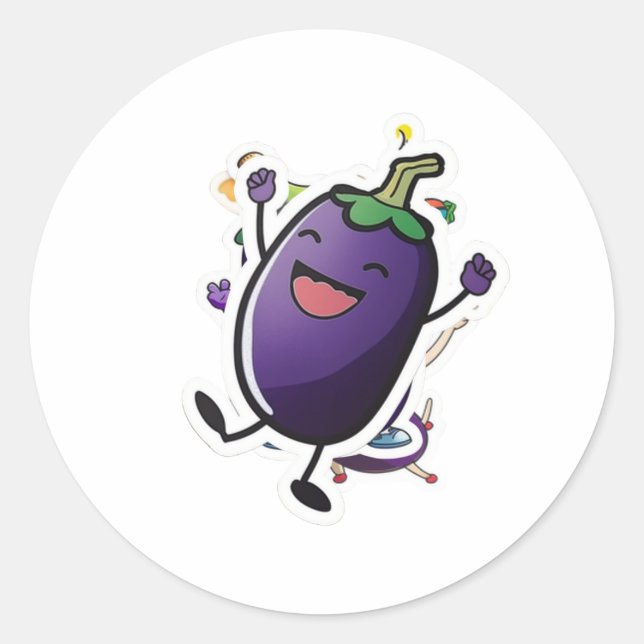 Adesivo Redondo Engraçado EggPlant Sticker (Frente)