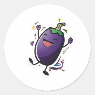 Adesivo Redondo Engraçado EggPlant Sticker