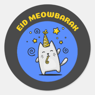 Adesivo Redondo Engraçado Eid Cat