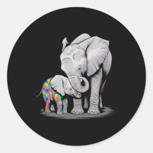 Adesivo Redondo Engraçado Elefante Autismo Consciência Autismo Mãe