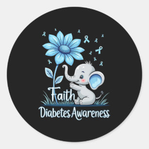 Adesivo Redondo Engraçado Elefante Sunflower Ribbon Diabetes Awa