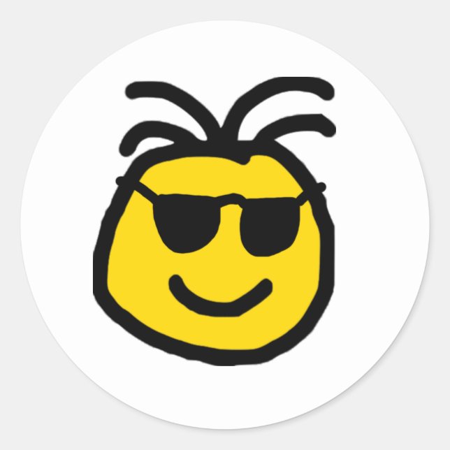 Adesivo Redondo Engraçado Emoji com Shades (Frente)