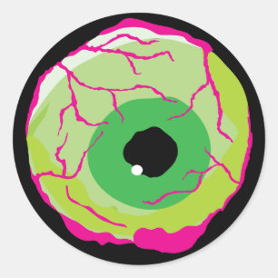 Adesivo Redondo Engraçado Encarado, Feliz Zombie Eyeball Engraçado