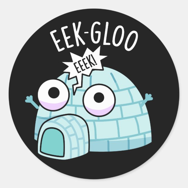 Adesivo Redondo Engraçado Engraçado Igloo Pun Dark BG (Frente)