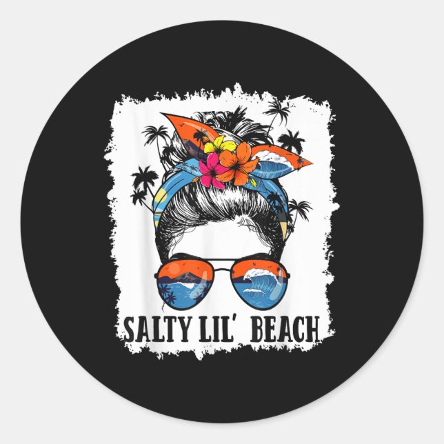 Adesivo Redondo Engraçado Engraçado Salty Lil Beach Messy Bun Sung (Frente)