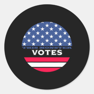Adesivo Redondo Engraçado esse monstro vota anti-trump Biden Harri