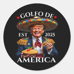 Adesivo Redondo Engraçado Estilo Mexicano Golfo De América Polític
