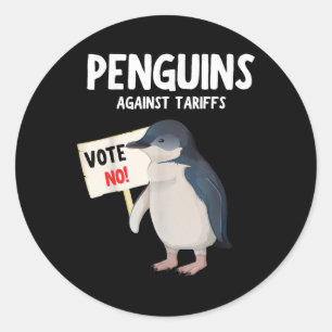 Adesivo Redondo Engraçado Eu Estar Com Pinguins, Pinguins Contra