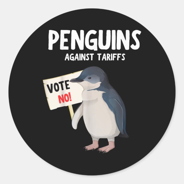 Adesivo Redondo Engraçado Eu Estar Com Pinguins, Pinguins Contra (Frente)