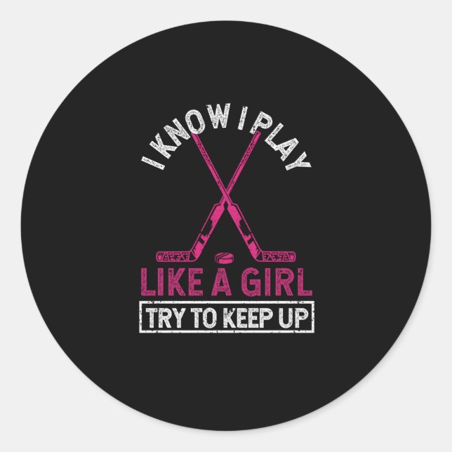 Adesivo Redondo Engraçado Eu Sei Que Toco Como Uma Garota Tentando (Frente)