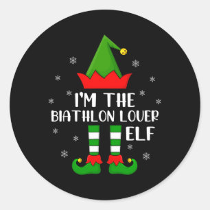 Adesivo Redondo Engraçado, eu sou o Elf C do Biathlon Lover