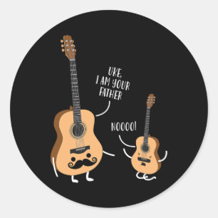 Adesivo Redondo Engraçado, Eu Sou Seu Pai T Shirt Ukulele Guitar