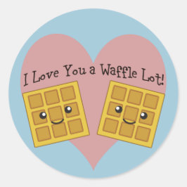 Adesivo Redondo Engraçado Eu Te Amo Um Waffle Lot Bonito Kawaii Wa