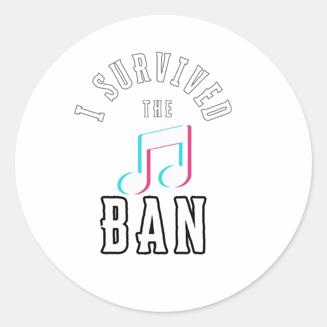 Adesivo Redondo Engraçado eu ter sobrevivido à proibição das redes (Frente)