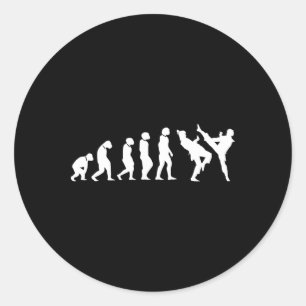 Adesivo Redondo Engraçado Evolução Humana Artes Marciais Karate Ta
